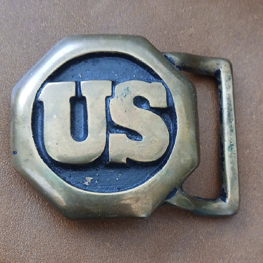 Vintage Brass Belt with Bold US Design